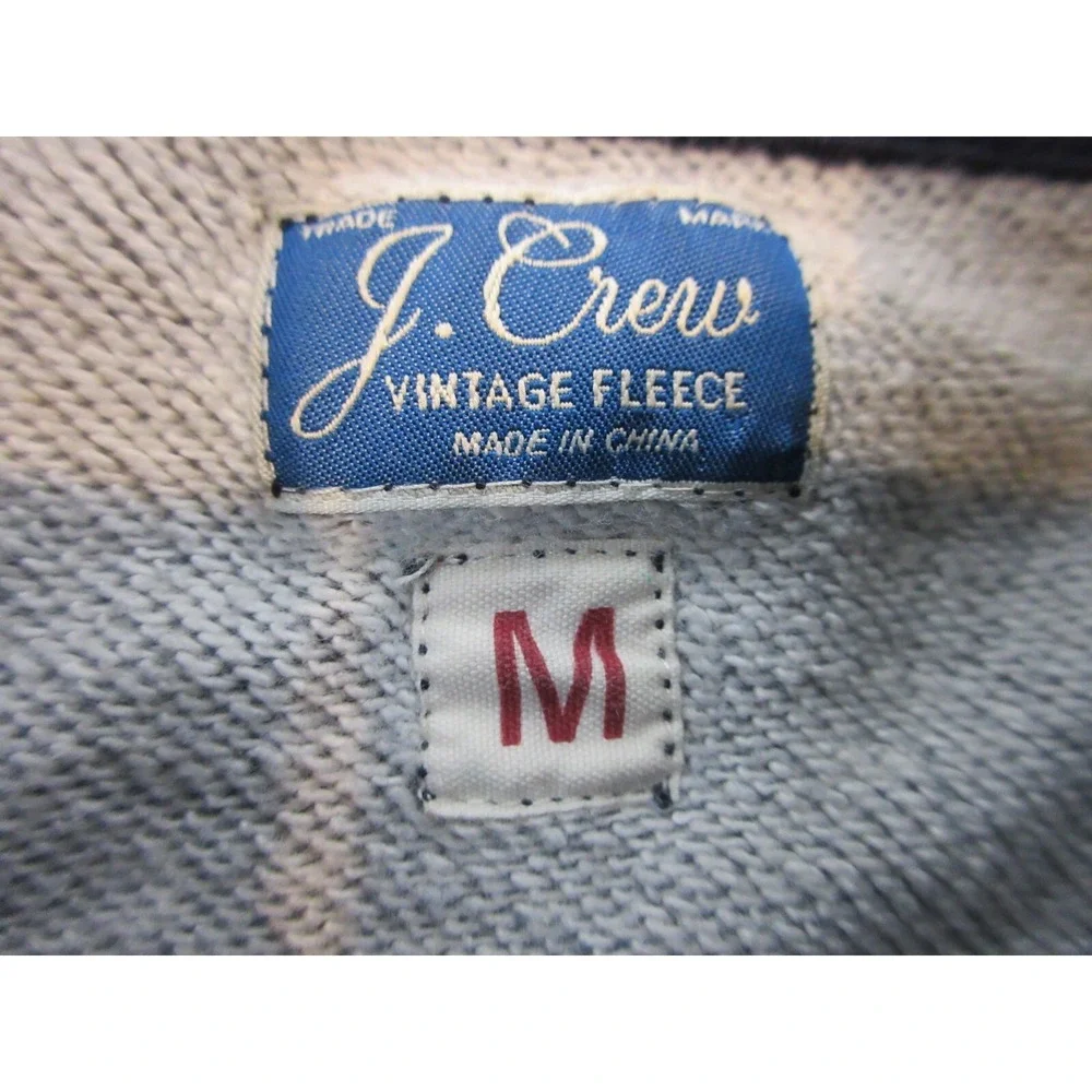 J Crew Sweatshirt Mens Medium Blue Vintage Fleece Full Zip Mock Neck Pockets
